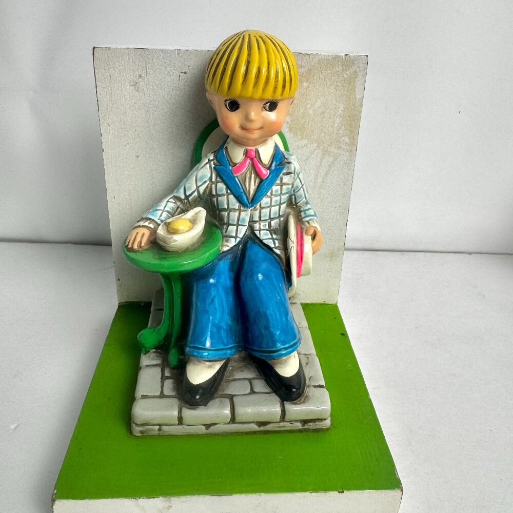 Vintage 1960"s Bookend Earl Bernard Boy in Sunday Cloth eating Ice Cream Childre